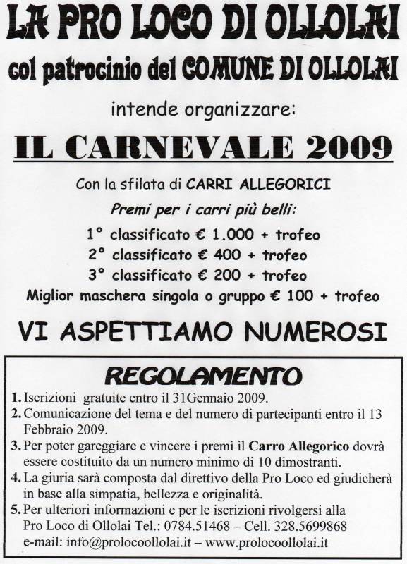 BANDO CARNEVALE OLLOLAESE